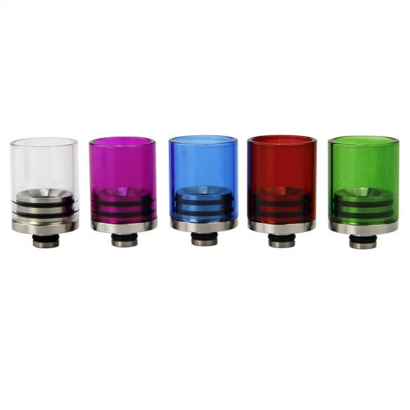 Super Wide Bore Stainless Steel & Coloured Glass Drip Tips (GLS017)