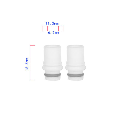 White Twin Ring Design PTFE Wide Bore Drip Tip (TEF002)