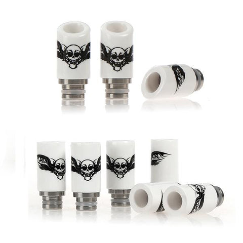 Ceramic & Stainless Steel Skull Drip Tip, Slashed Or Straight Cut (CER002)