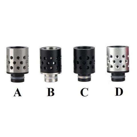 Drilled Honeycomb Effect Stainless Steel & Delrin Wide Bore Drip Tip (SS025)