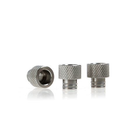 Short Knurled Wide Bore Stainless Steel Drip Tip / 510 Adaptor (SS013)