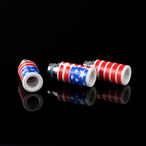 Ceramic & Stainless Steel American Flag Wide Bore Drip Tip (CER003)