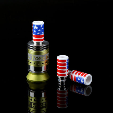 Ceramic & Stainless Steel American Flag Wide Bore Drip Tip (CER003)