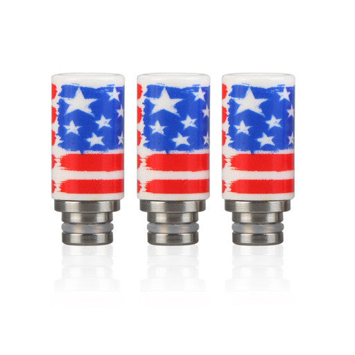 Ceramic & Stainless Steel American Flag Wide Bore Drip Tip (CER003)