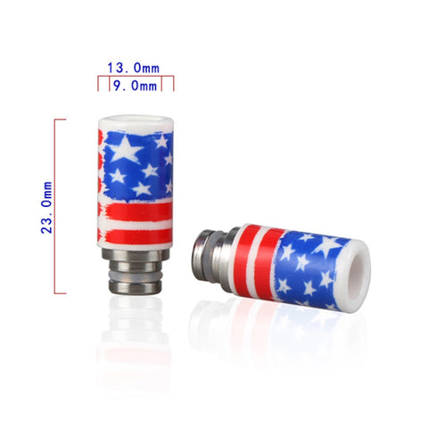 Ceramic & Stainless Steel American Flag Wide Bore Drip Tip (CER003)