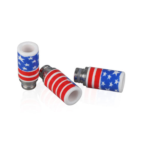 Ceramic & Stainless Steel American Flag Wide Bore Drip Tip (CER003)