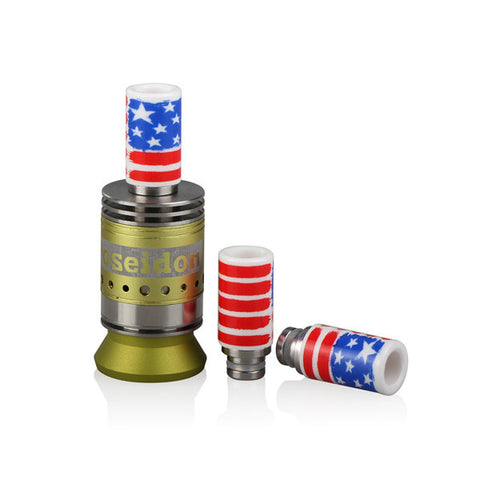 Ceramic & Stainless Steel American Flag Wide Bore Drip Tip (CER003)