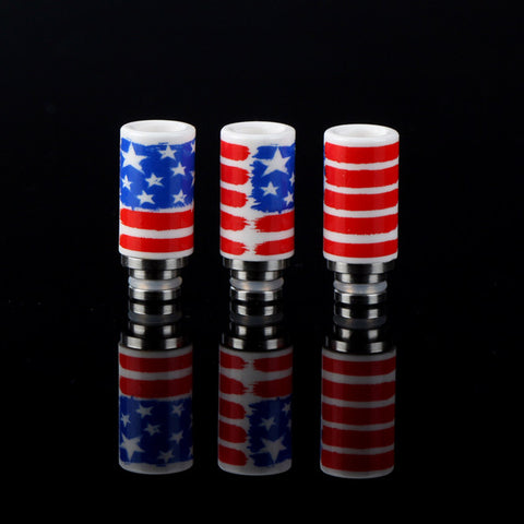 Ceramic & Stainless Steel American Flag Wide Bore Drip Tip (CER003)