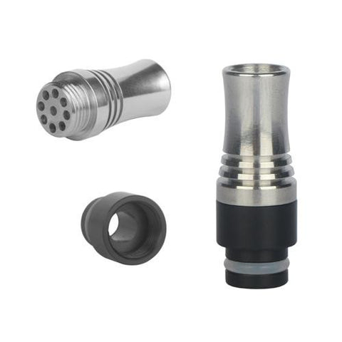 Anti Spit Back Stainless Steel & Delrin 9 Hole Air Flow Wide Bore Drip Tip (AIR006)