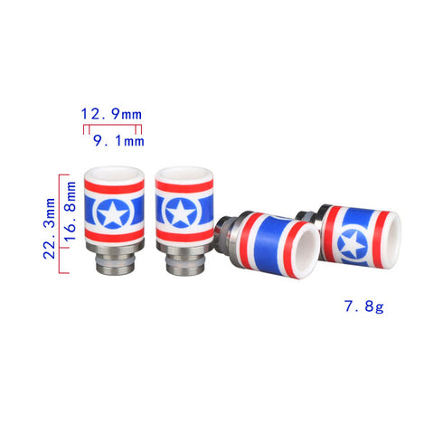 Ceramic & Stainless Steel Captain America Wide Bore Drip Tip (CER012)