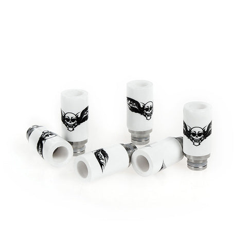 Ceramic & Stainless Steel Skull Drip Tip, Slashed Or Straight Cut (CER002)