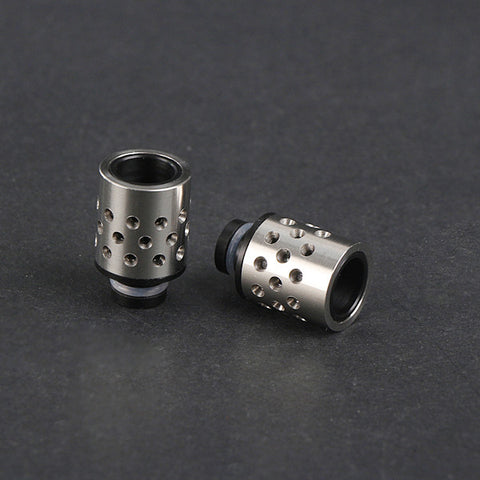 Drilled Honeycomb Effect Stainless Steel & Delrin Wide Bore Drip Tip (SS025)
