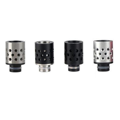 Drilled Honeycomb Effect Stainless Steel & Delrin Wide Bore Drip Tip (SS025)
