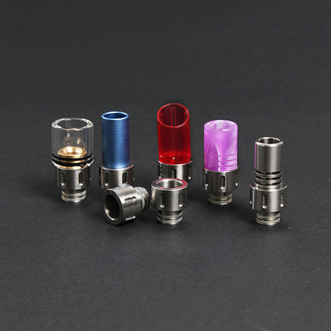 Short Indented Wide Bore Stainless Steel Drip Tip / 510 Adaptor (SS014)
