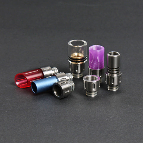 Short Indented Wide Bore Stainless Steel Drip Tip / 510 Adaptor (SS014)